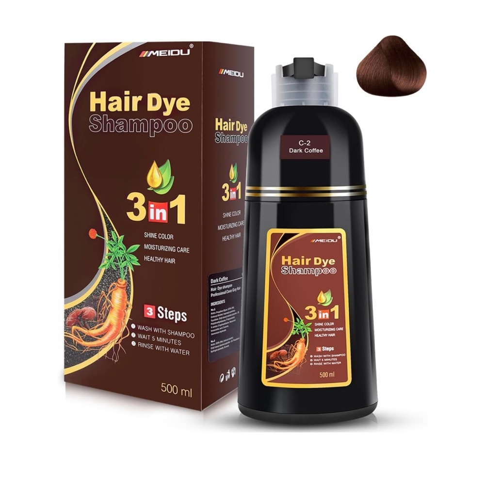 Meidu Dark Brown Hair Dye Shampoo - 100% gray coverage
